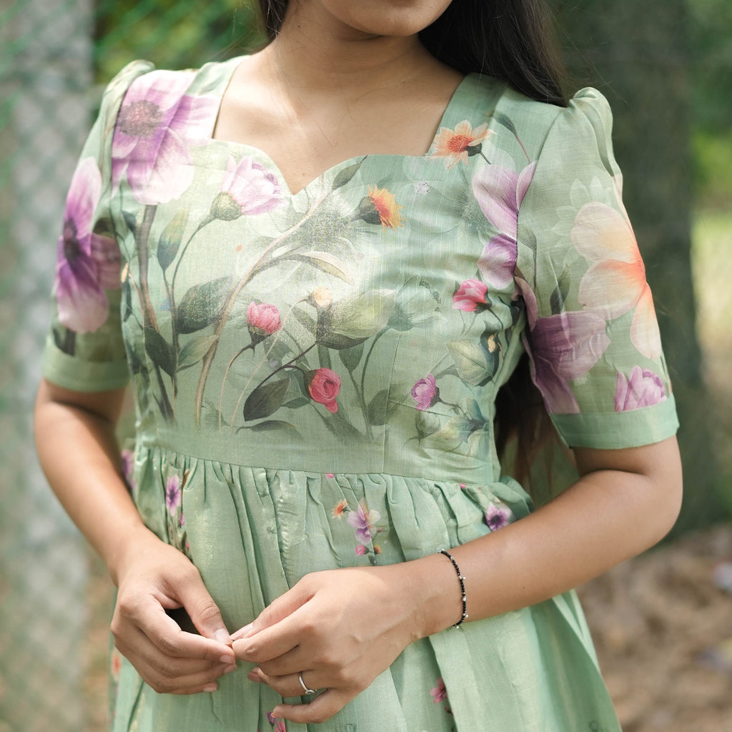 Afrah Digital Gown - Green