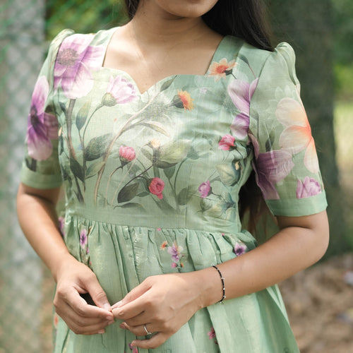 Afrah Digital Gown - Green