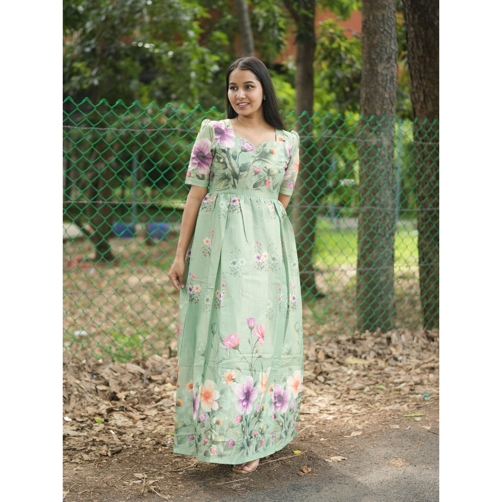 Afrah Digital Gown - Green