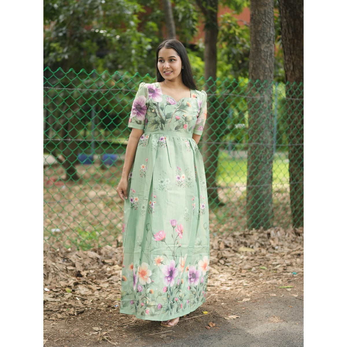 Afrah Digital Gown - Green