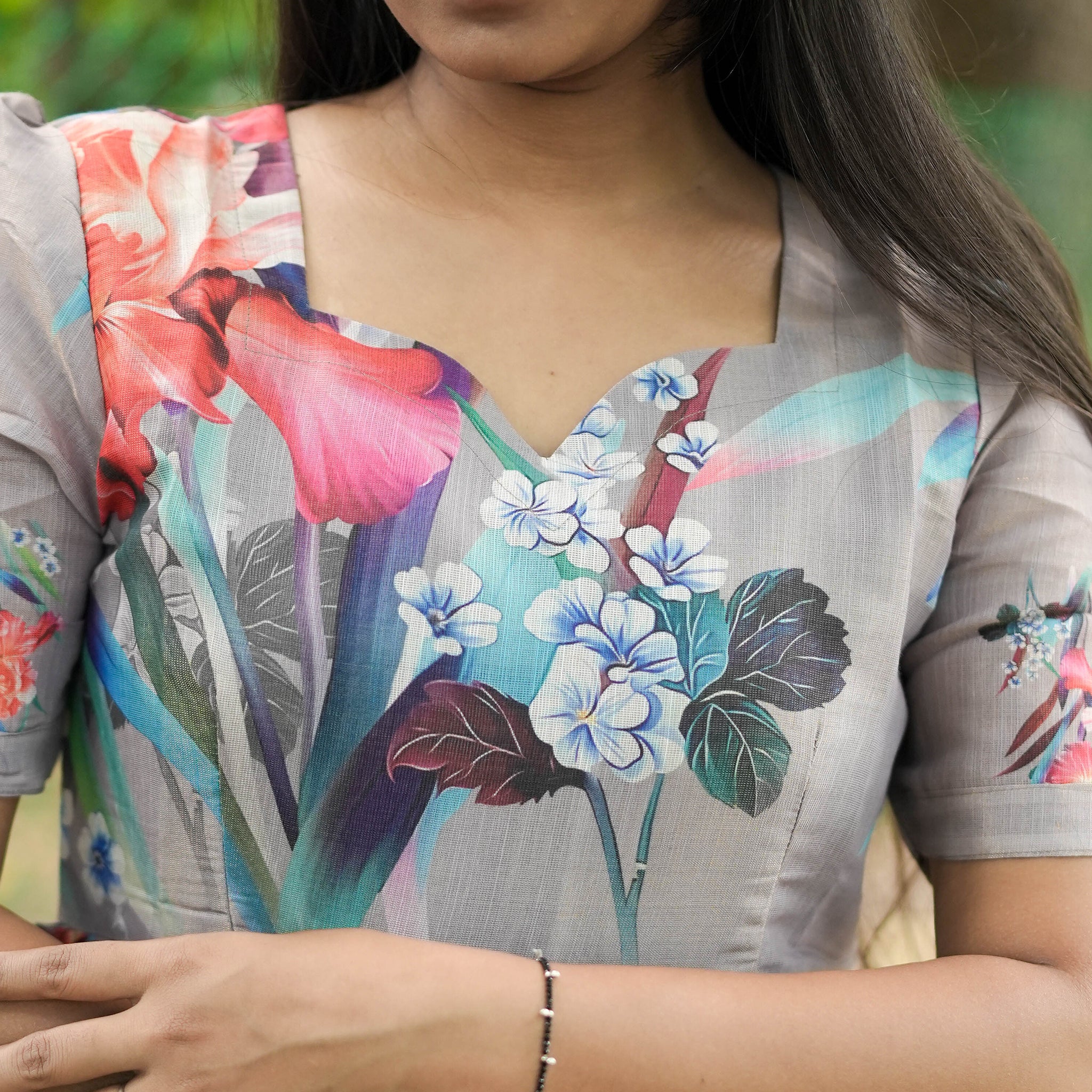 Afrah Digital Gown - Gray